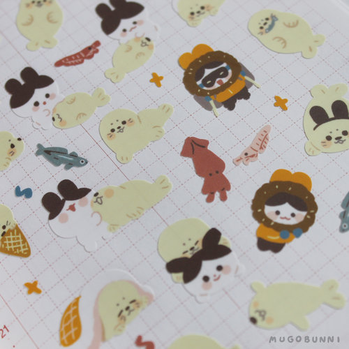 Baby Seal and Mugobunni Sticker Sheet