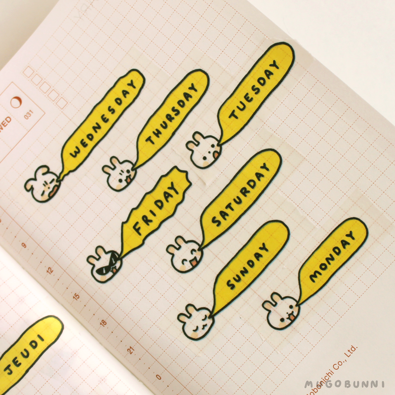 Days of the Week Bunmoji Washi Tape