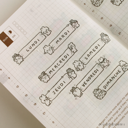 Updated Days of the Week Sketch Mugo Washi Tape