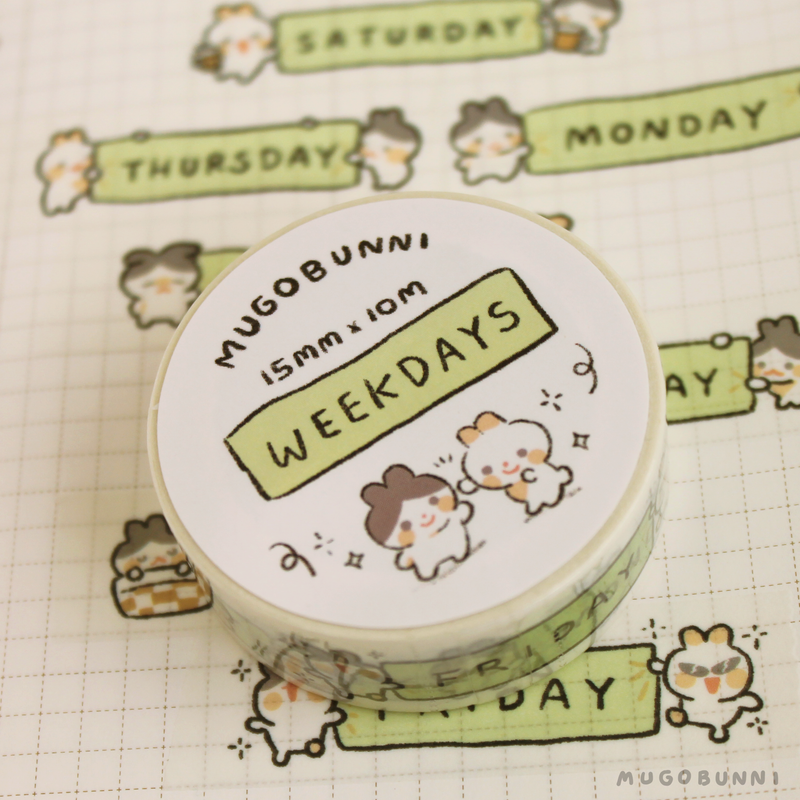 Days of the Week Light Pistachio Mugo Washi Tape