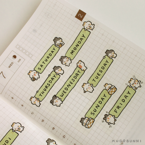 Days of the Week Light Pistachio Mugo Washi Tape