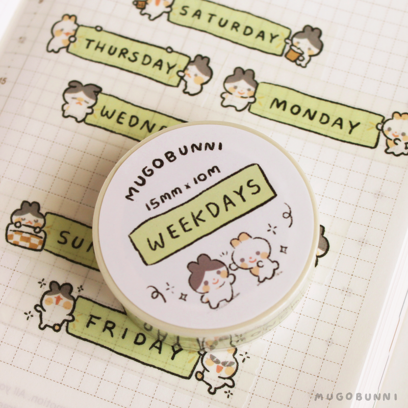 Days of the Week Light Pistachio Mugo Washi Tape