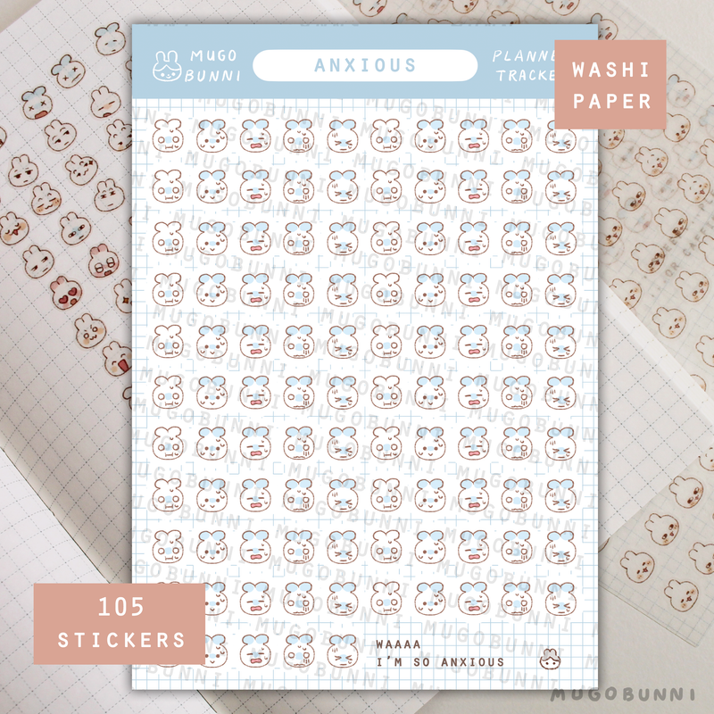 Bunmoji: Anxious Sticker Sheet