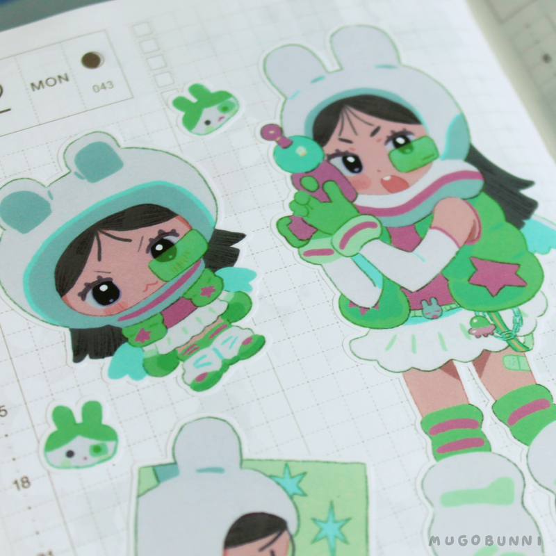 Moo Moo Space Patrol Mugobunni Sticker Sheet