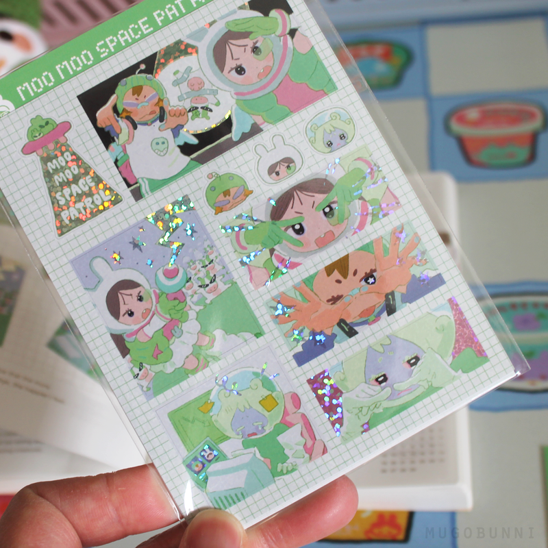 Moo Moo Space Patrol Comic Sticker Sheet