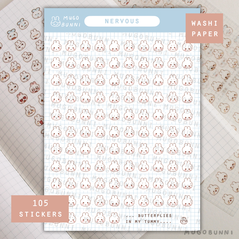 Bunmoji: Nervous Sticker Sheet