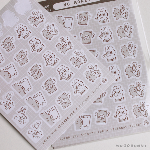 Sketch No Money Planner Sticker Sheet