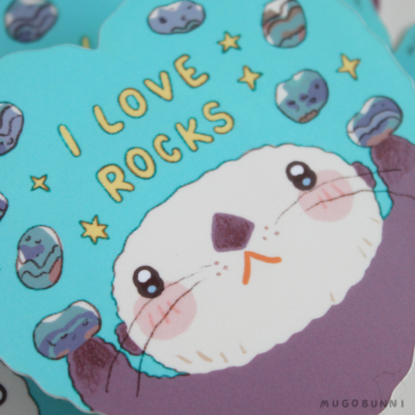 I Love Rocks Otter Sticker – mugobunni