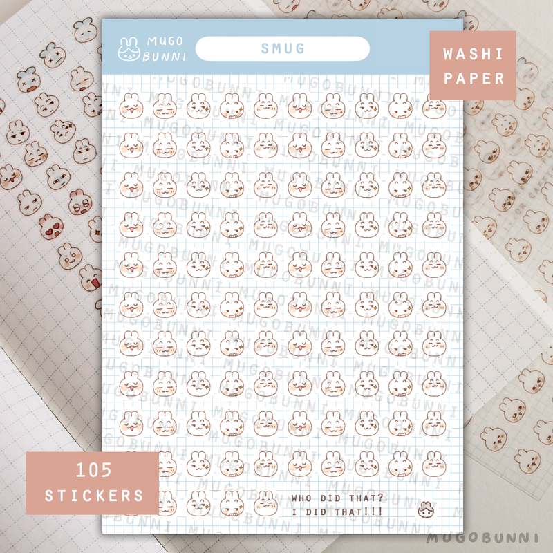 Smug Look Sticker Bunmoji: Smug Sticker Sheet – mugobunni