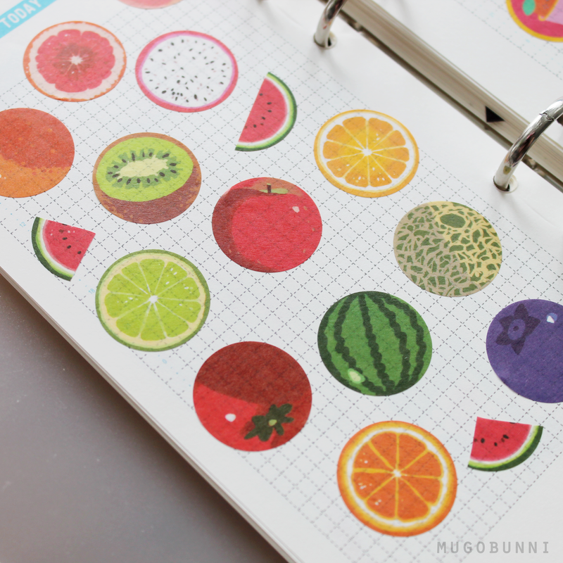 Fruits circular sticker washi roll