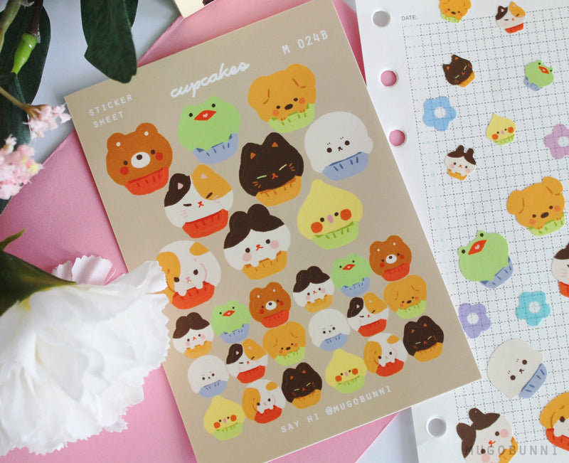 Animal Cupcake Sticker Sheet